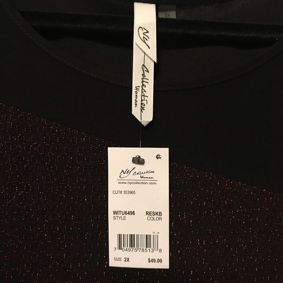 NEW Glittering Asymmetrical Top NY Collection Plus - Picture 4 of 9